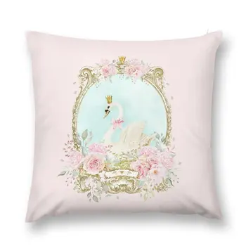Потертый Белый Лебедь, романтичная Подушка с розовыми цветами, Покрывающая Диванные Подушки Класса Люкс