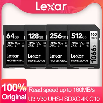 Lexar Professional 1066x 64GB 128GB 256GB 512GB SDXC UHS-I Карта памяти SD Card C10 U3 V30 Считывание до 160 МБ/с Для Зеркальной камеры