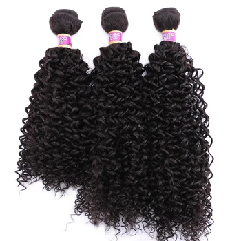 Афро-кудрявые пучки синтетических волос 16 18 20 дюймов 70 г, наращивание волос из волнистого волокна Jerry Curl для чернокожих женщин