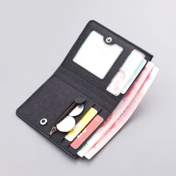 Модный мини-короткий кошелек с засовом, холщовый однотонный мужской открытый кошелек с несколькими отделениями для карт, клатч, сумка для кредитных паспортов, Карта