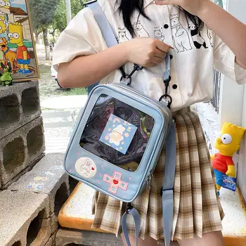 Y2k Cute game machine backpack class bag новая корейская версия сумки через плечо женская белая прозрачная сумка от боли