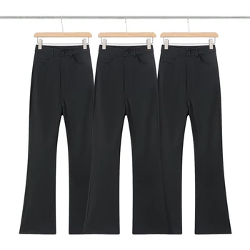 2023ss Черные повседневные брюки Micro Flare, мужские Женские брюки на молнии, спортивные брюки y2k