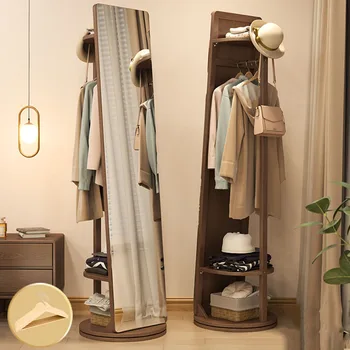 Современная вешалка для одежды с деревянным дизайном, зеркальная напольная вешалка для одежды для гостиной, аксессуары для дома Percheros Pared
