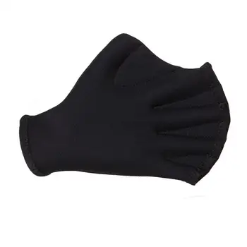 1 пара водных перчаток для плавания с перепонками для фитнеса (черные) для тренировок