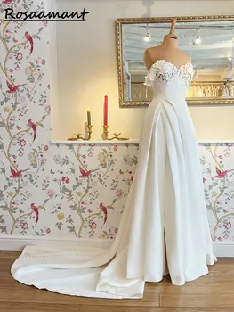 Элегантные Свадебные платья в стиле Бохо 2023 Трапециевидной формы С V-образным вырезом И Аппликацией На спине, Свадебное платье На Заказ Для Женщин Vestidos De Novia