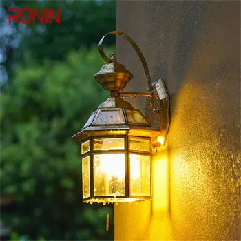 Наружный латунный настенный светильник RONIN в стиле ретро, водонепроницаемые бра IP65, светодиодный светильник для домашнего крыльца и двора