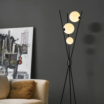 SANDYHA Современный торшер с лунным стеклянным шаром для спальни, гостиной, скандинавского светодиода, теплый треугольный настольный светильник, домашний минимализм