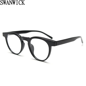 Swanwick мужские очки TR90 модные прозрачные линзы женские круглые оправы для очков женские ретро черные прозрачные высокого качества унисекс