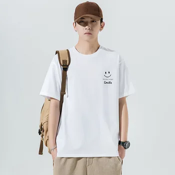 2023 футболка с коротким рукавом мужская летняя новая хлопковая молодежная футболка с круглым вырезом, майка плюс размер, модный бренд