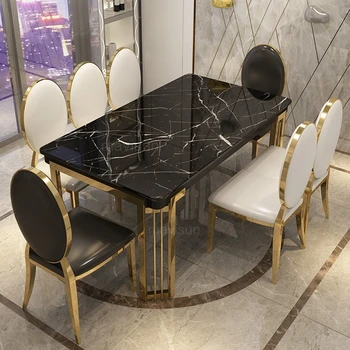 Дизайнерский обеденный стол Nordic Light из роскошного мрамора, Новый современный простой прямоугольный обеденный стол, кухонная мебель в стиле лофт Muebles