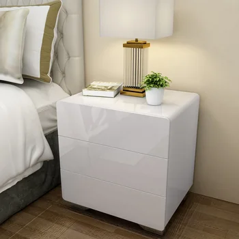 Простые современные прикроватные тумбочки, окрашенные белой краской, Маленькая прикроватная тумбочка в скандинавском стиле, Простой шкаф для хранения из массива дерева, мебель для дома WKNS
