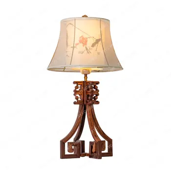 Прикроватная тумбочка для гостиной, спальни, чайной комнаты, клуба, классическая настольная лампа с традиционной китайской росписью из розового дерева, ретро-неоклассические лампы