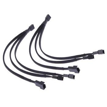 4-контактный ШИМ-кабель вентилятора, разветвитель от 1 до 3 способов, удлинитель с черными рукавами