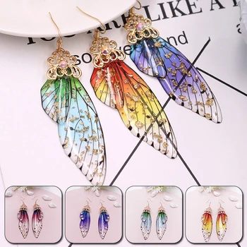 Градиентные серьги в виде крыльев бабочки для женщин, имитирующие висячие серьги с насекомыми, свадебные серьги-подвески для пирсинга, ювелирные изделия в подарок