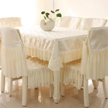Современная кружевная Прямоугольная пылезащитная чайная скатерть из нескользящей высококачественной ткани с принтом, чехол для стула, украшение для дома, скатерть для стола