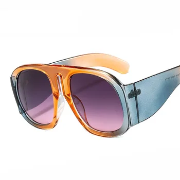 Большие круглые солнцезащитные очки в градиентной красочной оправе UV400