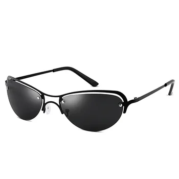 Сверхлегкие титановые поляризованные солнцезащитные очки Matrix в хакерском стиле женские мужские 2023 y2k безрамочные очки для вождения в стиле панк-рейв uv400