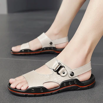 Topvivi/ Летние дышащие удобные мужские туфли на плоской подошве, модные универсальные легкие износостойкие пляжные сандалии 2023, повседневные сандалии