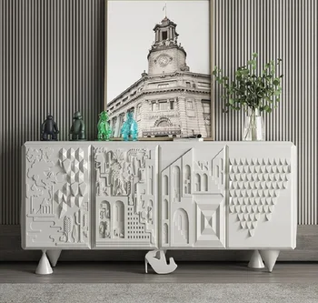 Итальянский легкий роскошный и минималистичный современный скандинавский белый шкаф для хранения в гостиной, шкаф для веранды во французском стиле