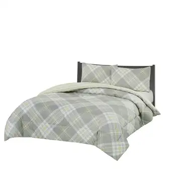 Комплект из 2-х сменных одеял из микрофибры и фальшивого постельного белья - Диагональный плед - Тартан Оливковый /коричневый - Размер Twin