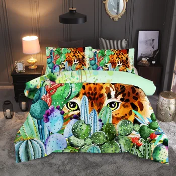 Постельное белье Tiger cactus весь комплект постельных принадлежностей Super soft bed cover set Высококачественные комплекты одеял queen housse de couette 228x228cm