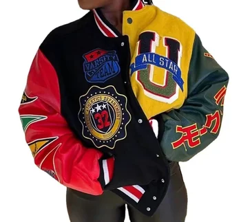 женская куртка y2k 2023 Европейская и американская бейсбольная форма с принтом в стиле хип-хоп, модный тренд, пара курток, ins hot