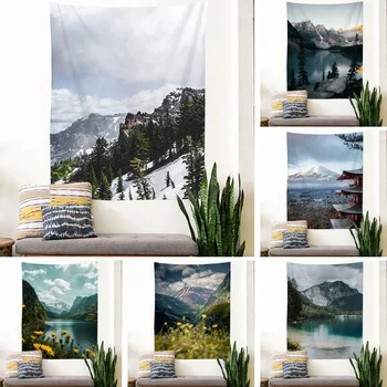 Трансформация гобелена с альпийским пейзажем, Живой фон, Украшение стен, Фоновый гобелен.