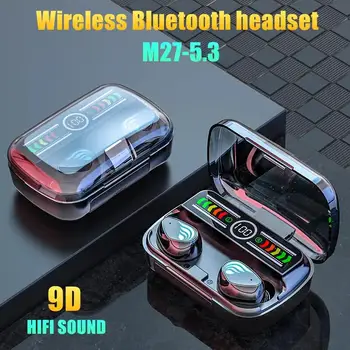 Наушники M27 TWS Bluetooth Беспроводные наушники с микрофоном 9D Стерео Спортивные Водонепроницаемые Наушники Игровые гарнитуры с низкой задержкой