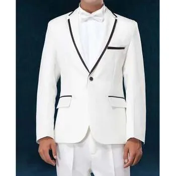 Элегантные мужские костюмы, атласный модный мужской блейзер с лацканами на одной пуговице и брюками, формальный повседневный Свадебный смокинг жениха, комплект из 2 предметов