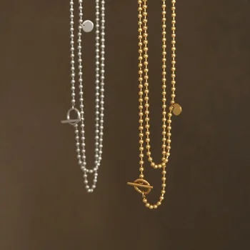Ожерелье с двойной петлей для женщин, цепочки для свитеров на пуговицах, Цепочка из нержавеющей стали, Подарки для пар, новинки в роскошных ювелирных изделиях