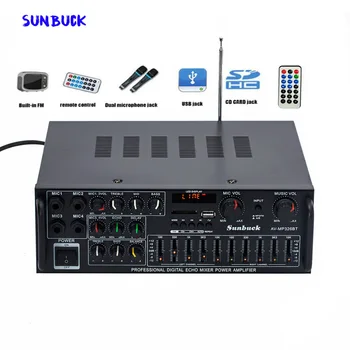Усилитель звука караоке Sunbuck 2,1-канальный 200 Вт * 2 высокомощных FM USB MP3 10-сегментный аудиоэквалайзер Автомобильный усилитель Bluetooth