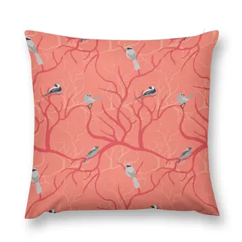 Коллекция Blush - Птицы - Коралловая подушка Декоративный чехол Для диванной подушки в гостиной