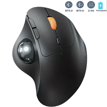 Беспроводная перезаряжаемая трекбольная мышь 2.4G + Bluetooth, эргономичная мышь для отслеживания, которой легко управлять большим пальцем, игровой компьютер
