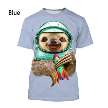 2023 Новая модная футболка с 3D-принтом в виде животного ленивца, мужская женская летняя повседневная футболка с коротким рукавом