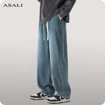 Four Seasons Мужские модные Свободные джинсы Классические прямые широкие брюки Уличные брюки в стиле хип-хоп, джоггеры, повседневная мужская одежда