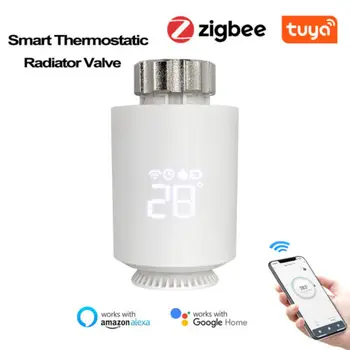 Умный термостат Tuya ZigBee, клапан радиатора TRV, программируемый регулятор температуры, работает для Alexa / Google