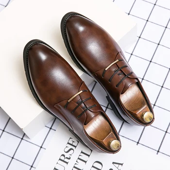 Черные мужские туфли-оксфорды, модная повседневная обувь в британском стиле, высококачественная кожаная мужская деловая обувь, итальянские модельные туфли большого размера