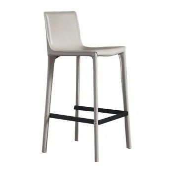 Итальянское минималистичное кожаное барное кресло с седлом, Современный домашний высокий стул со спинкой, креативный стул, легкий Роскошный барный стул