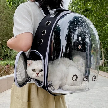 Сумка для домашних кошек и собак, дышащая портативная сумка для переноски домашних животных, рюкзак для путешествий на открытом воздухе для кошек и собак, Прозрачный космический рюкзак для домашних животных