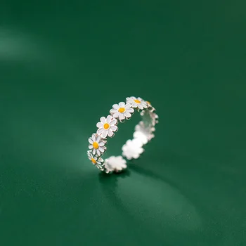 2023 Маленькое кольцо с маргариткой Mori White Flower Drip Ring Трансграничная Корейская версия подарка для украшения рук с женским темпераментом