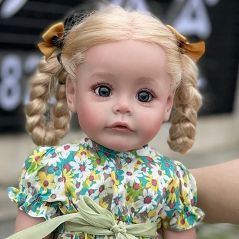 22-дюймовая уже окрашенная готовая кукла Reborn Toddle Girl 3D С видимыми венами на коже, укорененная вручную художественная кукла для волос