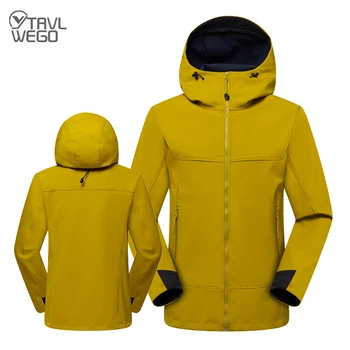 TRVLWEGO Женская мужская дорожная куртка для кемпинга Softshell с флисовой подкладкой, теплая легкая куртка с капюшоном, ветрозащитная для скалолазания на открытом воздухе, походное пальто
