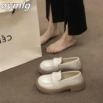 Женская маленькая кожаная обувь Весна-осень 2023, новые тонкие туфли, удобные слипоны на плоской подошве, слипоны без застежек