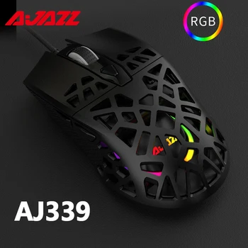 Ajazz AJ339 RGB USB Gamer Mouse 12400DPI 6 Кнопок PMW3327 Сенсорная Проводная Компьютерная Мышь Оптическая Мышь для Портативных ПК Notebook