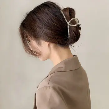 Металлическая заколка для волос для девочек-когтей, французская Жемчужная заколка для волос, Женские Аксессуары для волос, стразы, зажим для волос в корейском стиле