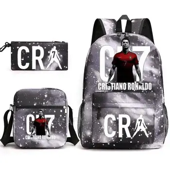 Школьные сумки CR7 3шт Рюкзак CR7 Водонепроницаемые нейлоновые школьные сумки для девочек подростков Мальчиков Сумка для книг Дорожные сумки Mochilas