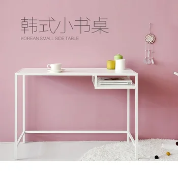 Письменный стол в стиле минимализма из железа, Простой домашний макияж для студенческой спальни, Высокая стенка для ног, Узкий приставной столик