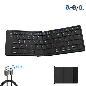 Многофункциональная складная клавиатура Bluetooth, перезаряжаемая клавиатура, подключающая до 3 устройств для IOS, Android, Windows, планшета, ноутбука