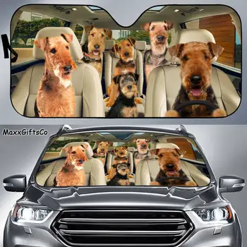 Солнцезащитный козырек для автомобиля с эрдельтерьером, лобовое стекло с эрдельтерьером, солнцезащитный козырек для семьи собак, автомобильные аксессуары для собак, украшение автомобиля, подарок для