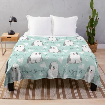 LOVE Old English Sheepdog - серое и белое двухслойное одеяло, дизайнерские одеяла, большое одеяло, тепловые одеяла для путешествий